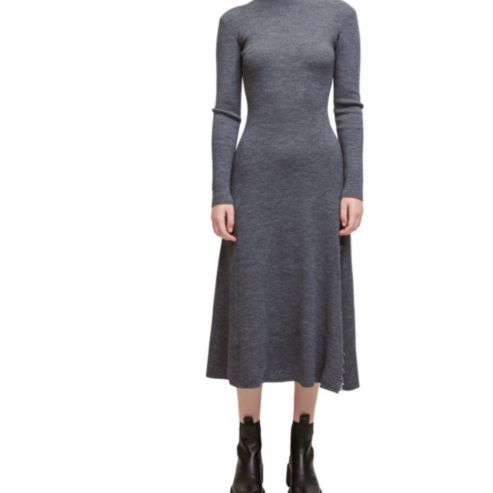 Maje Heather Gray Long Sleeve Dress